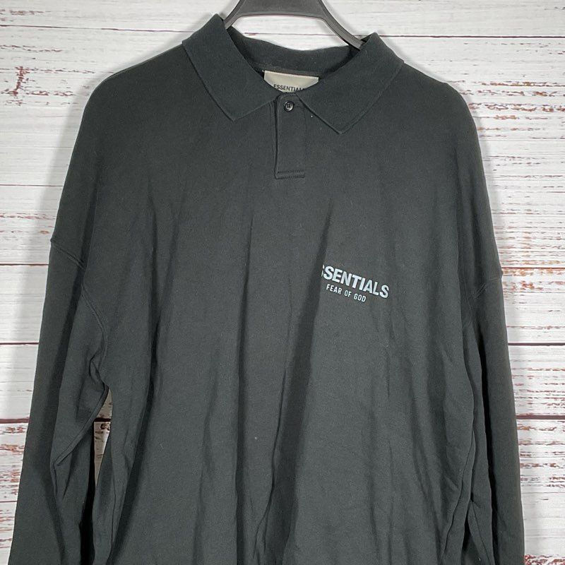FEAR OF GOD Essentials Men's Black Pullover Polo Sweatshirt- SZ S