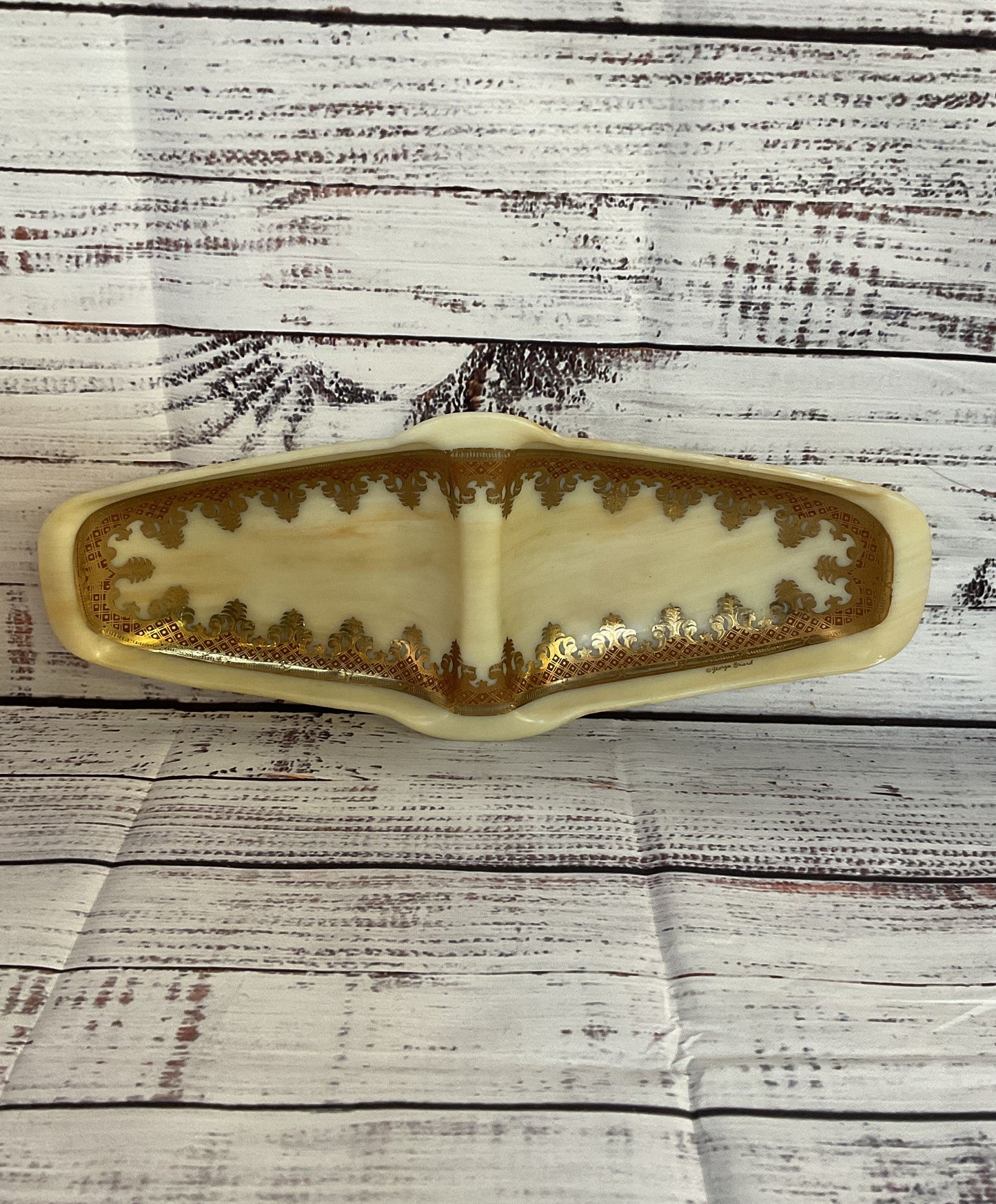 Georges Briard Vintage Baroque Gilt Slag Glass Lot Of 3 Serving Platters