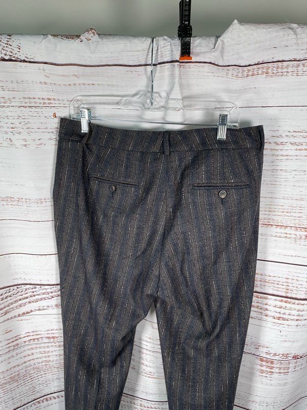 Peserico Women's Wool Blend Trouser Pants Striped Blue and Gray Size 48 Italy