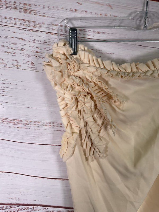 Robert Rodriguez Women's One Shoulder Ruffled Cream Top Size 0 Silk Blend