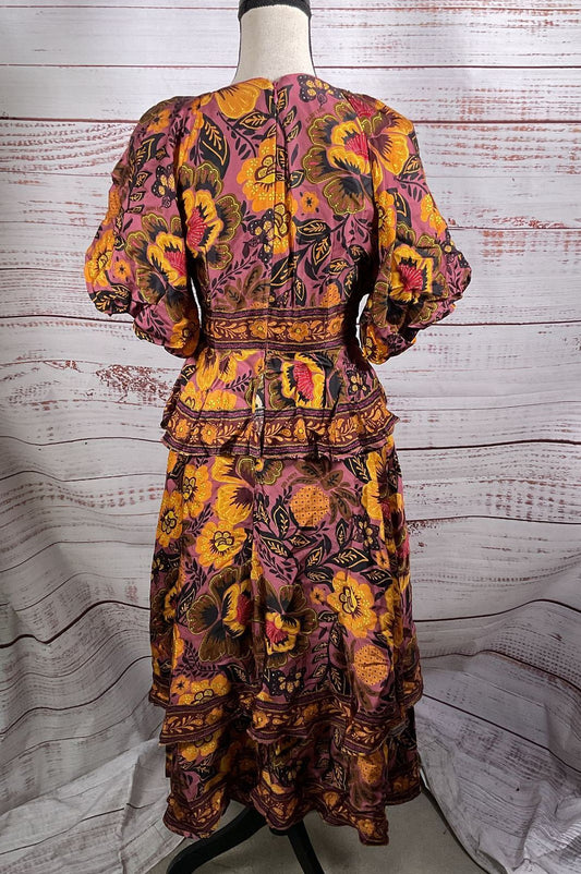 Farm Rio Garden Bloom Floral Ruffle Maxi Dress Multicolor XS