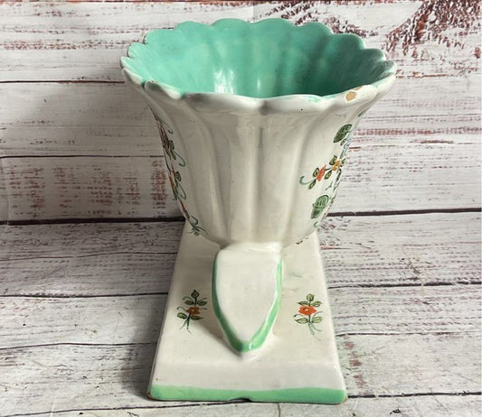 Vintage Hand Painted Made in Italy Floral Vase Multicolor
