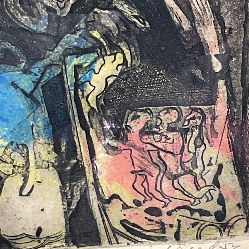 Pencil Signed Antique ERNEST BRADFIELD FREED "Scylla" Color Etching Print