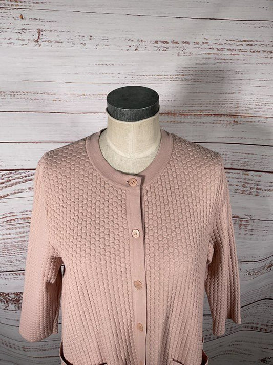 COS Textured Dot Flowy Button Down Knit Crew Neck Mini/Midi Sweater Dress Size M