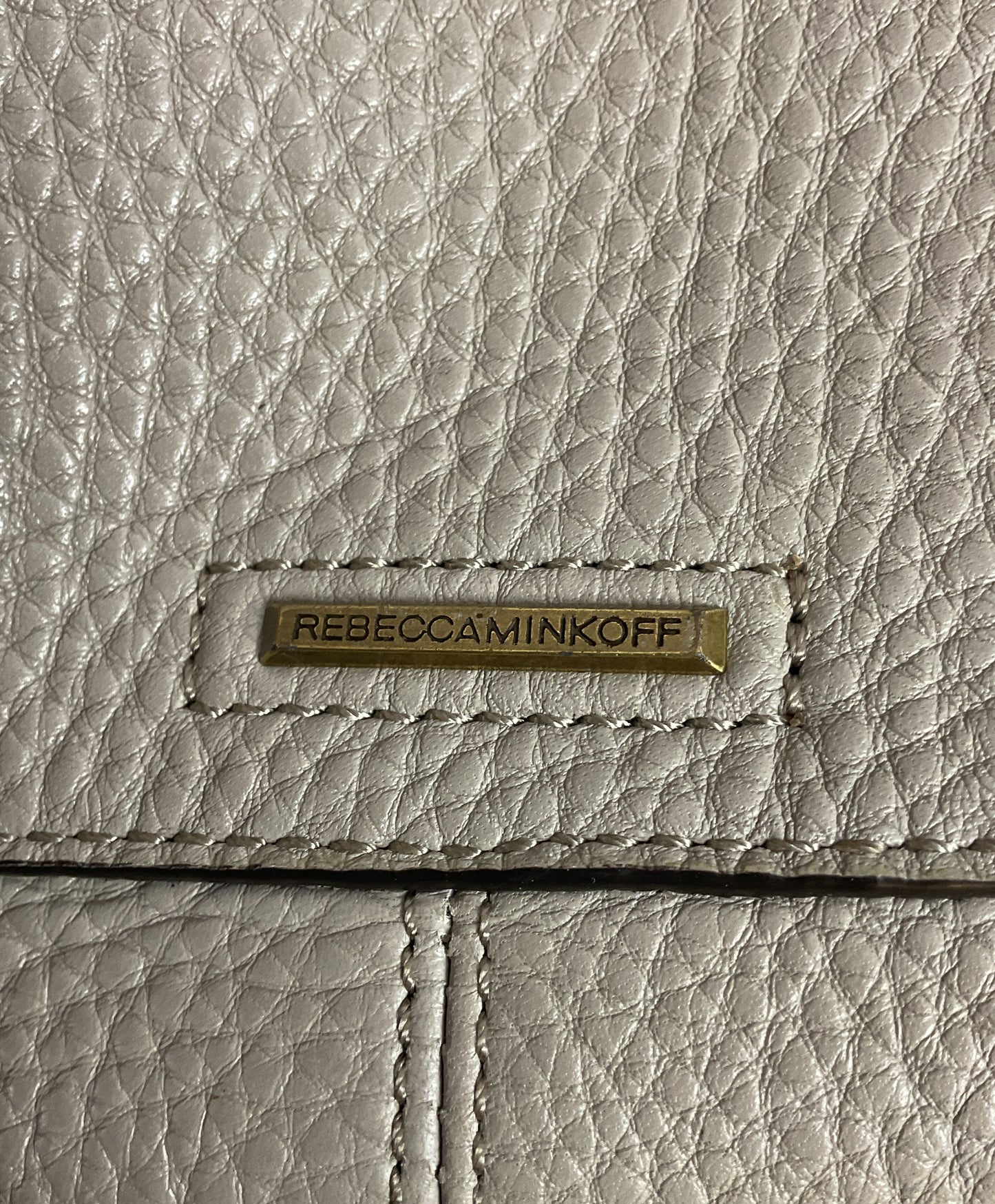 Rebecca Minkoff Pebbled Gray Leather Crossbody Bag with Tassel and Gromet Detail
