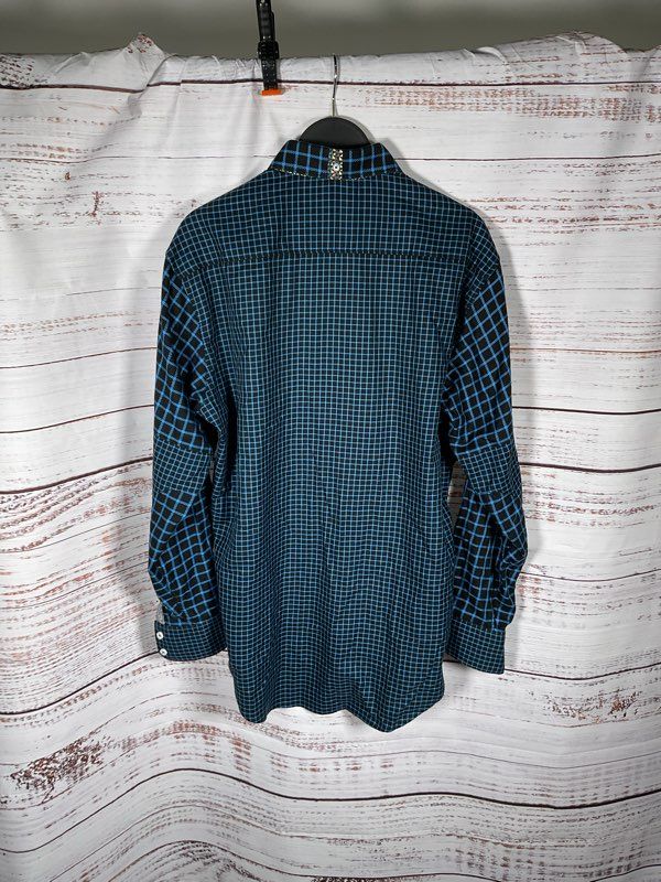 Robert Graham Men's Blue & Black Plaid Button Up Long Sleeve Shirt Size M