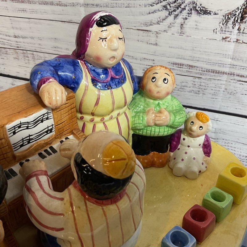 LOTUS Rabi & Family Singing Playing Music Porcelain Menorah- 14" x 7.5" x 7.5"