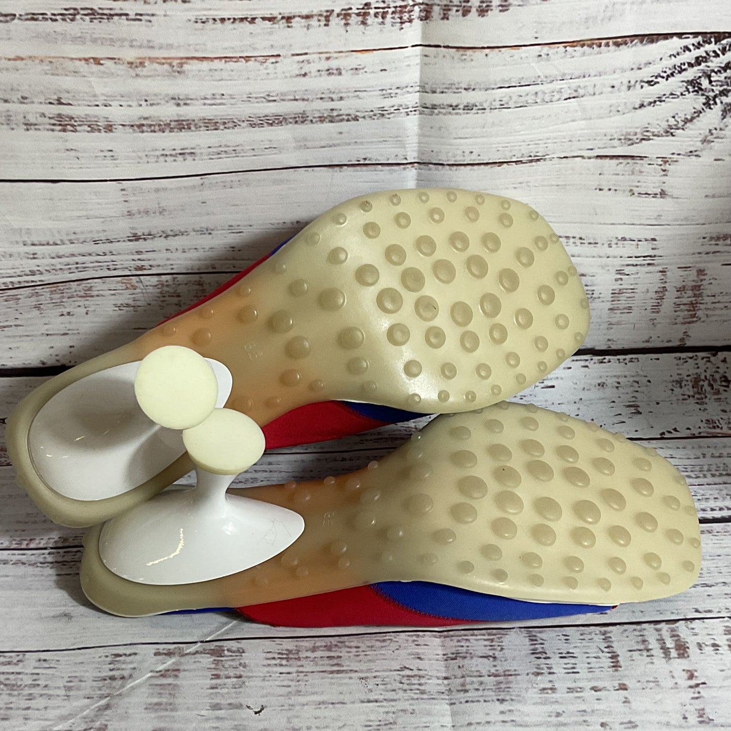 NWOB JEFFREY CAMPBELL Red White Blue Slip On Mule Sandals- SZ 8.5