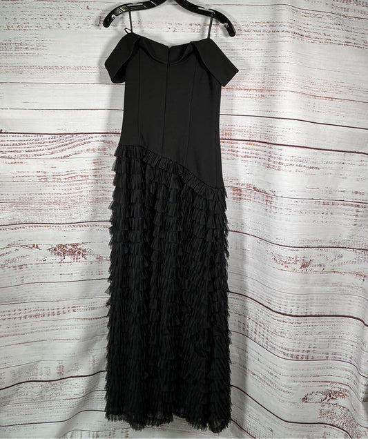 NWT Aidan Mattox Off Shoulder Long Dress with ruffled tulle Size 4 Retail $395