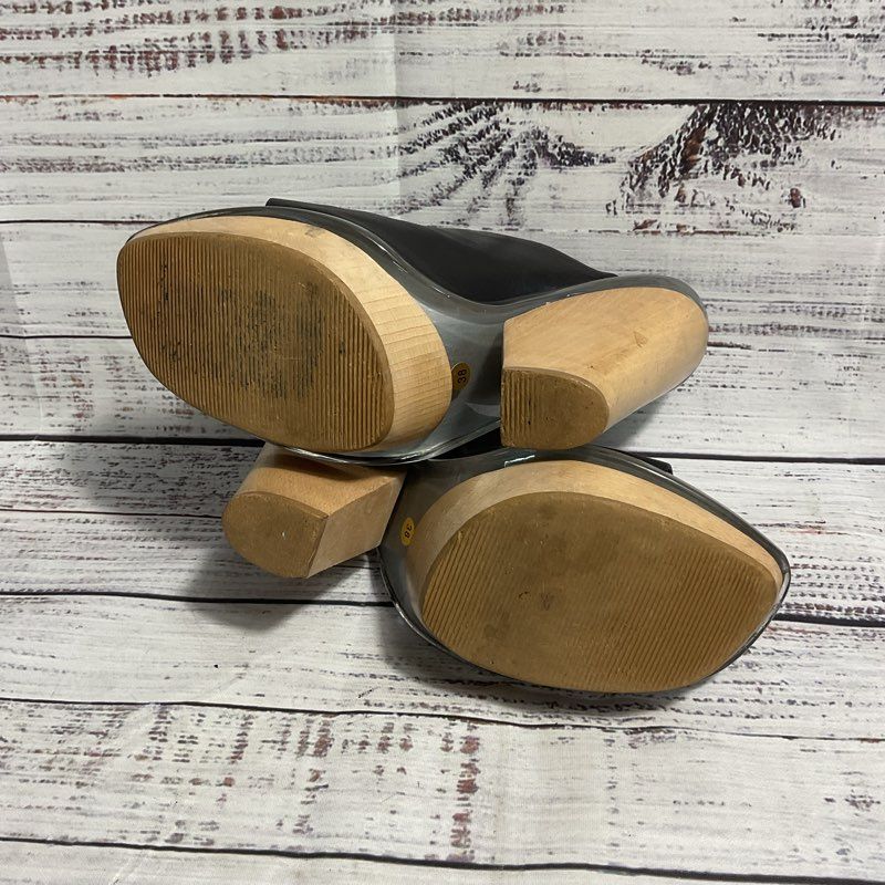 Marni Black Leather Wooden Platform Mule Heels Women's 8 US/38 EU