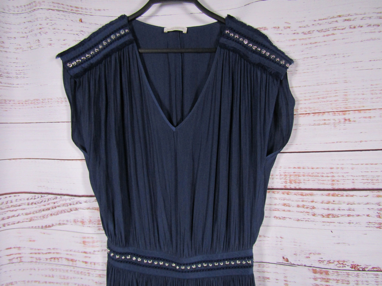 Ramy Brook Women's Blue Studded Accent Sleeveless Midi Dress Size M