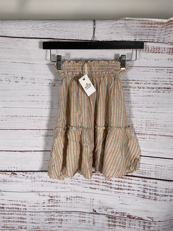 NWT Women's Marie Layer Smocked Mini Skirt Multi Stripe Size XS