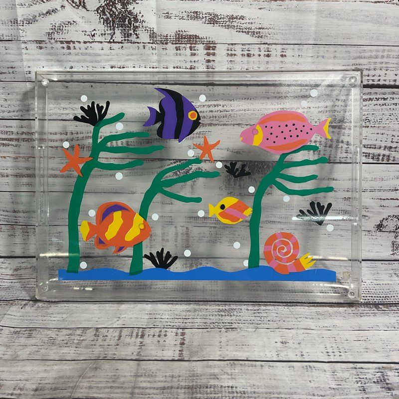 VTG. Dept 56 Clear Acrylic Fish Motif 16" Serving Tray