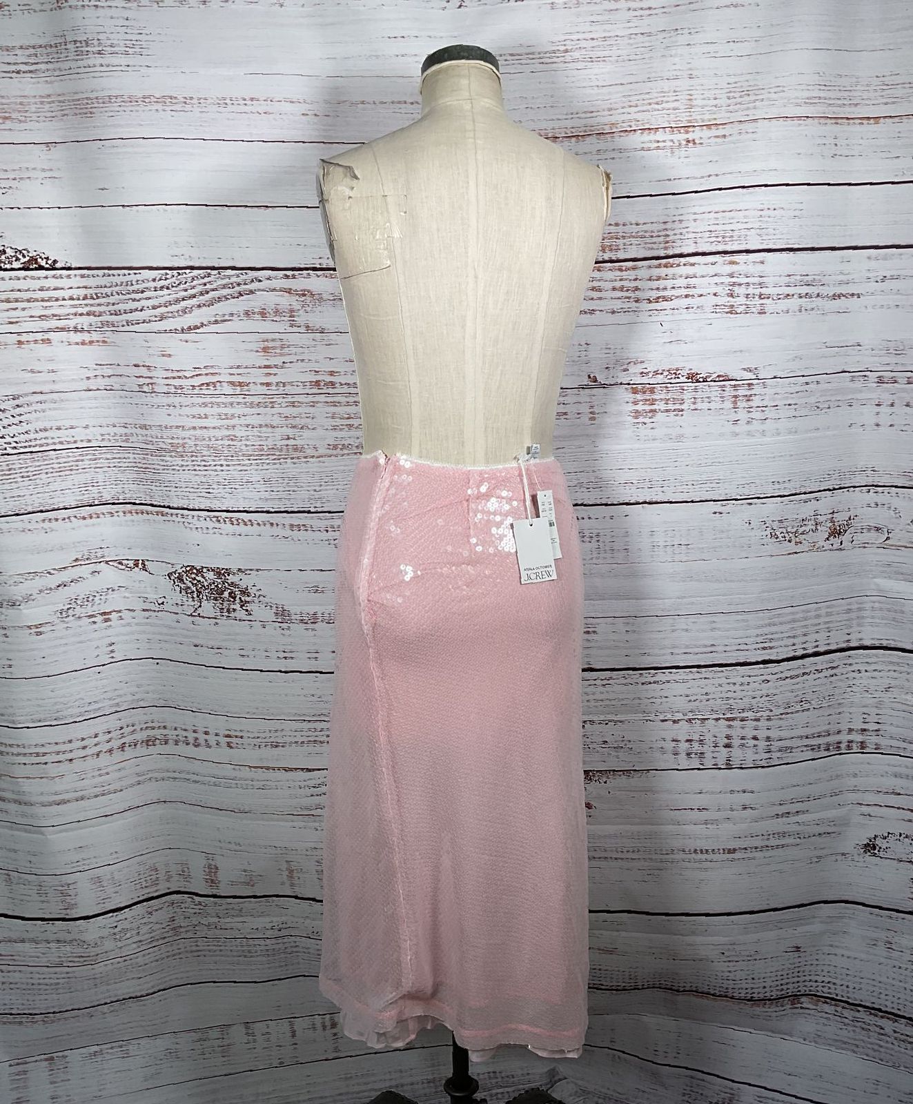 Pink Sequined Whimsy Fairy J. Crew Midi Skirt with Layered Slip - Size 4 NWT
