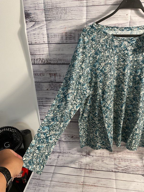 NWT Women's J Jill Sleep Floral Crew Neck Top Blouse Size XL