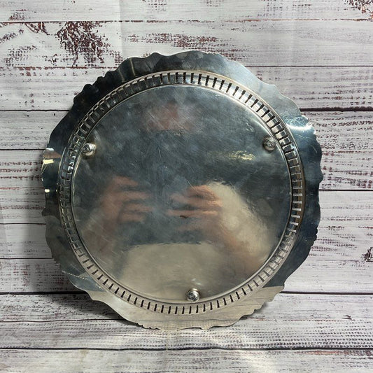 Vintage Baroque By Wallace 13" Perforated Rim Silver Plated Tray 296