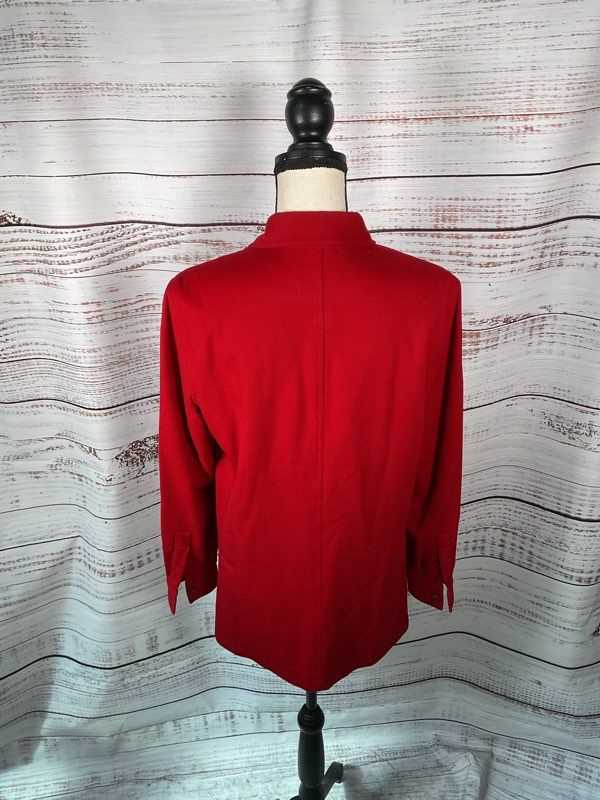 Faconnable Women's Workwear Red 100% Wool Button Up Jacket - Size S