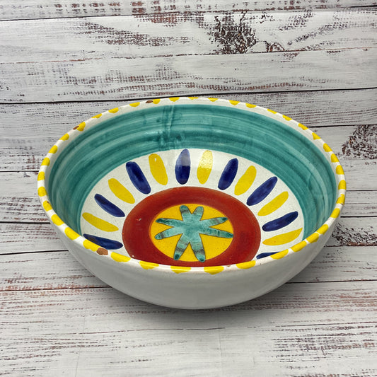Giovanni Desimone Glazed Ceramic Star Red Yellow Blue 12" Bowl