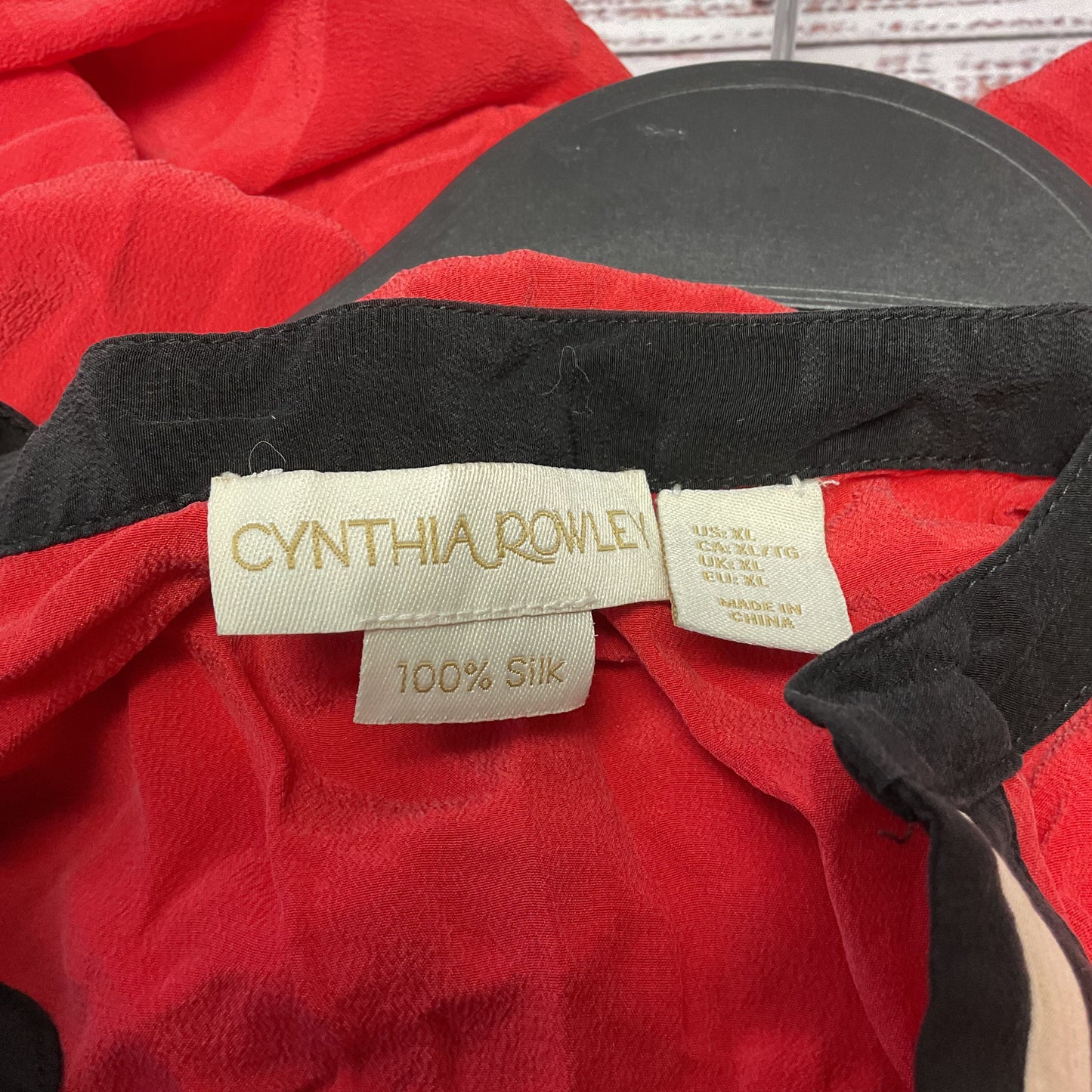 Cynthia Rowley Red Silk Crinkled Sleeveless Top - Size XL