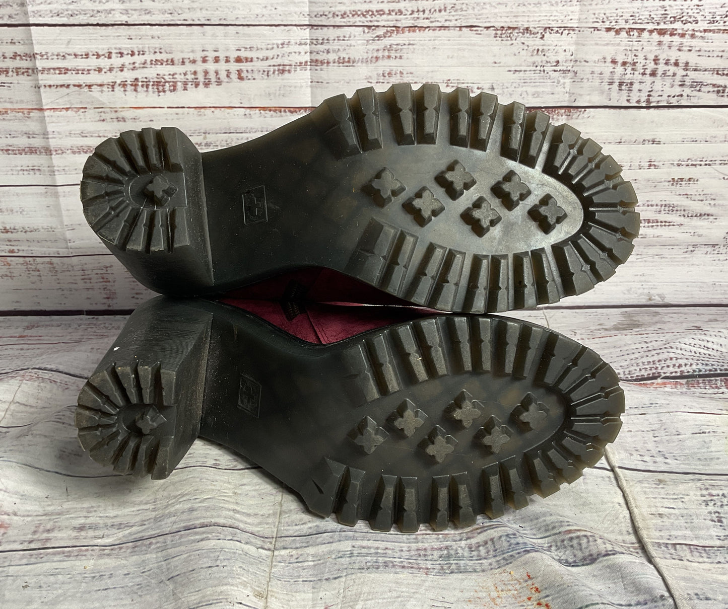 Dr. Martens Magdalena Kendra Suede Leather 4" Platform Boots Cherry 9