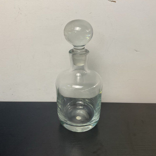 Clear Glass Decanter Bottle 10" Round Stopper Made in Romania