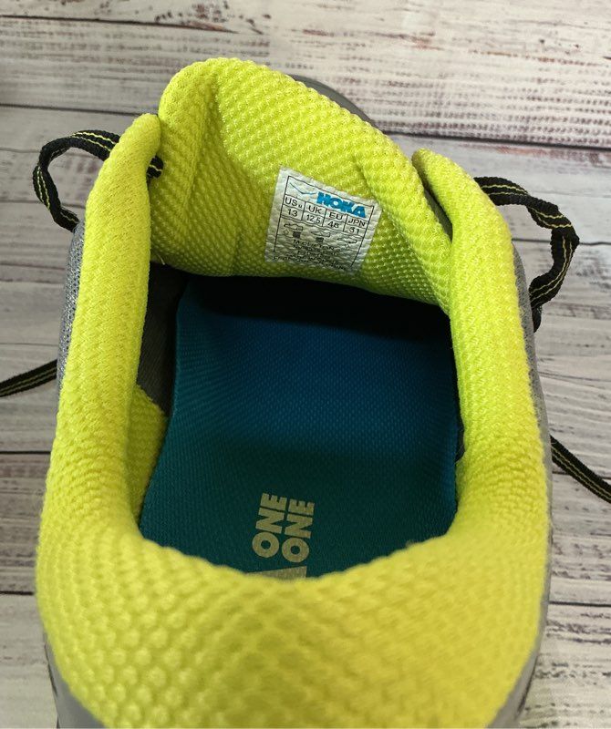 Men's Hoka One One Clifton 2 Running Shoe Gray & Lime Green Size 13