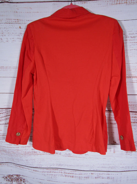 Oui Women's Red Linen Blazer Jacket Size 6