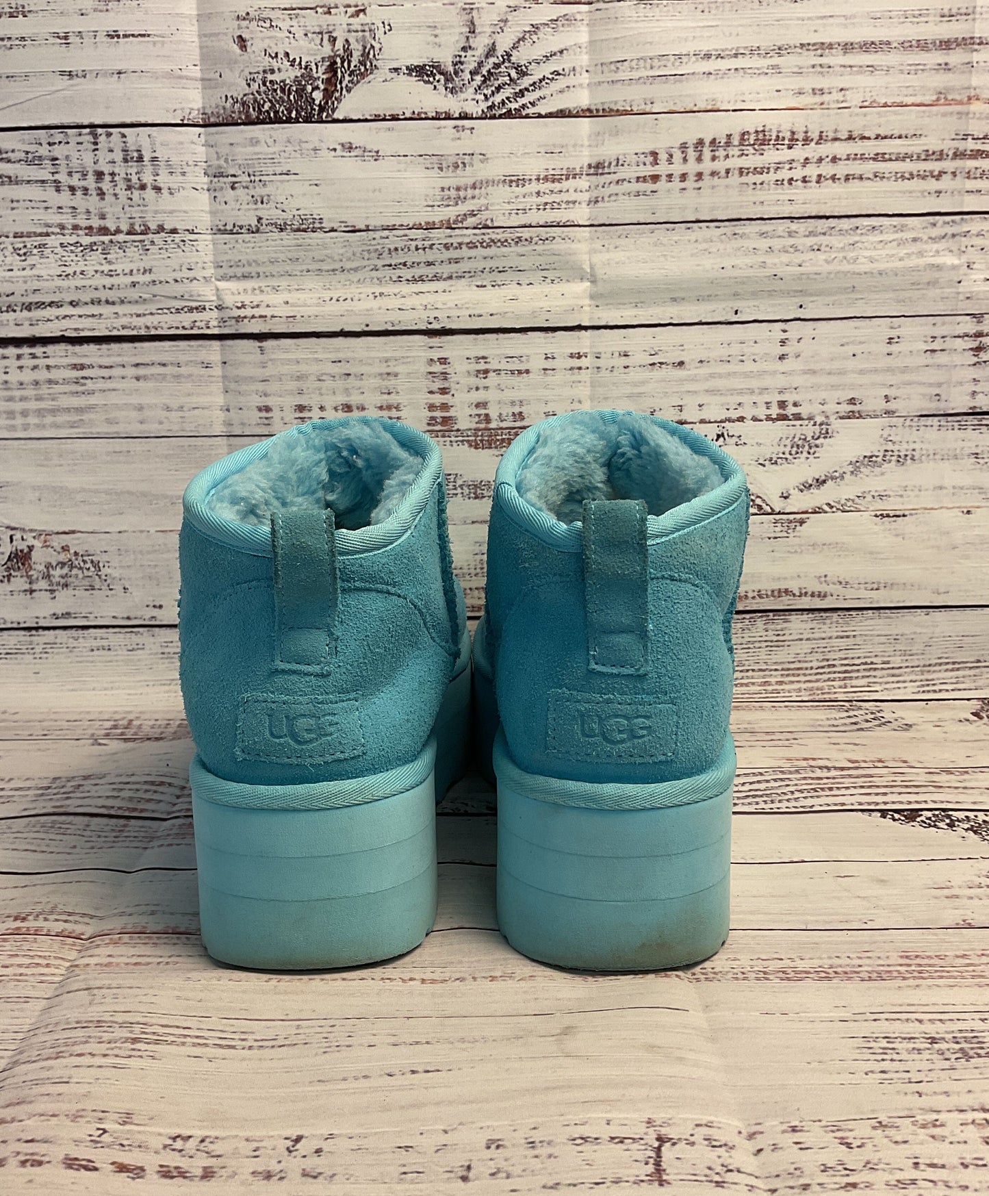 Cute Platform Ankle Skye Blue UGG Boot Slippers, Size Women's 11