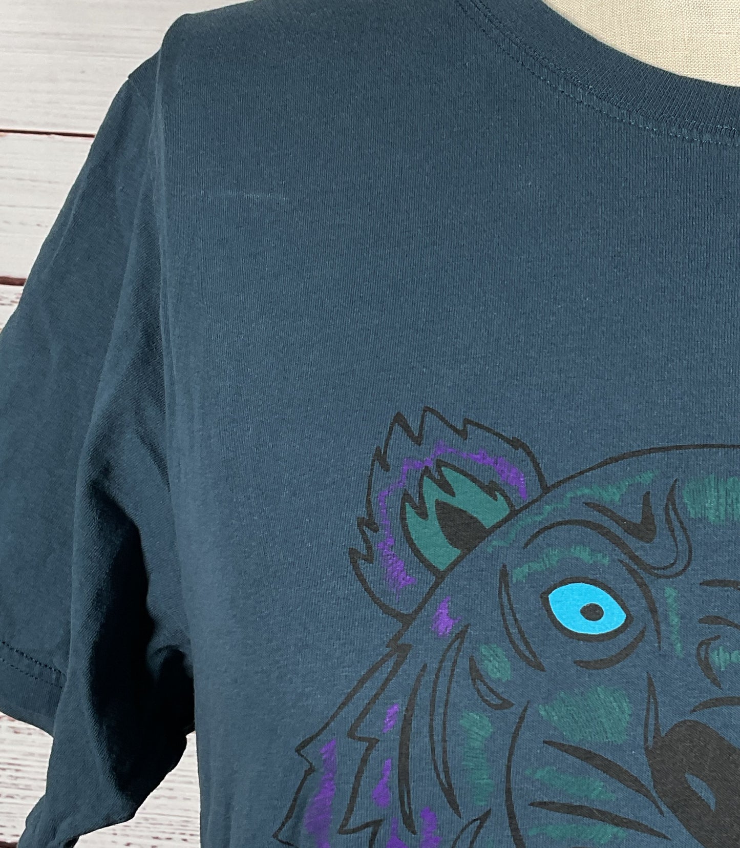 Kenzo Tiger Graphic Print Crew Neck T-Shirt Teal Large