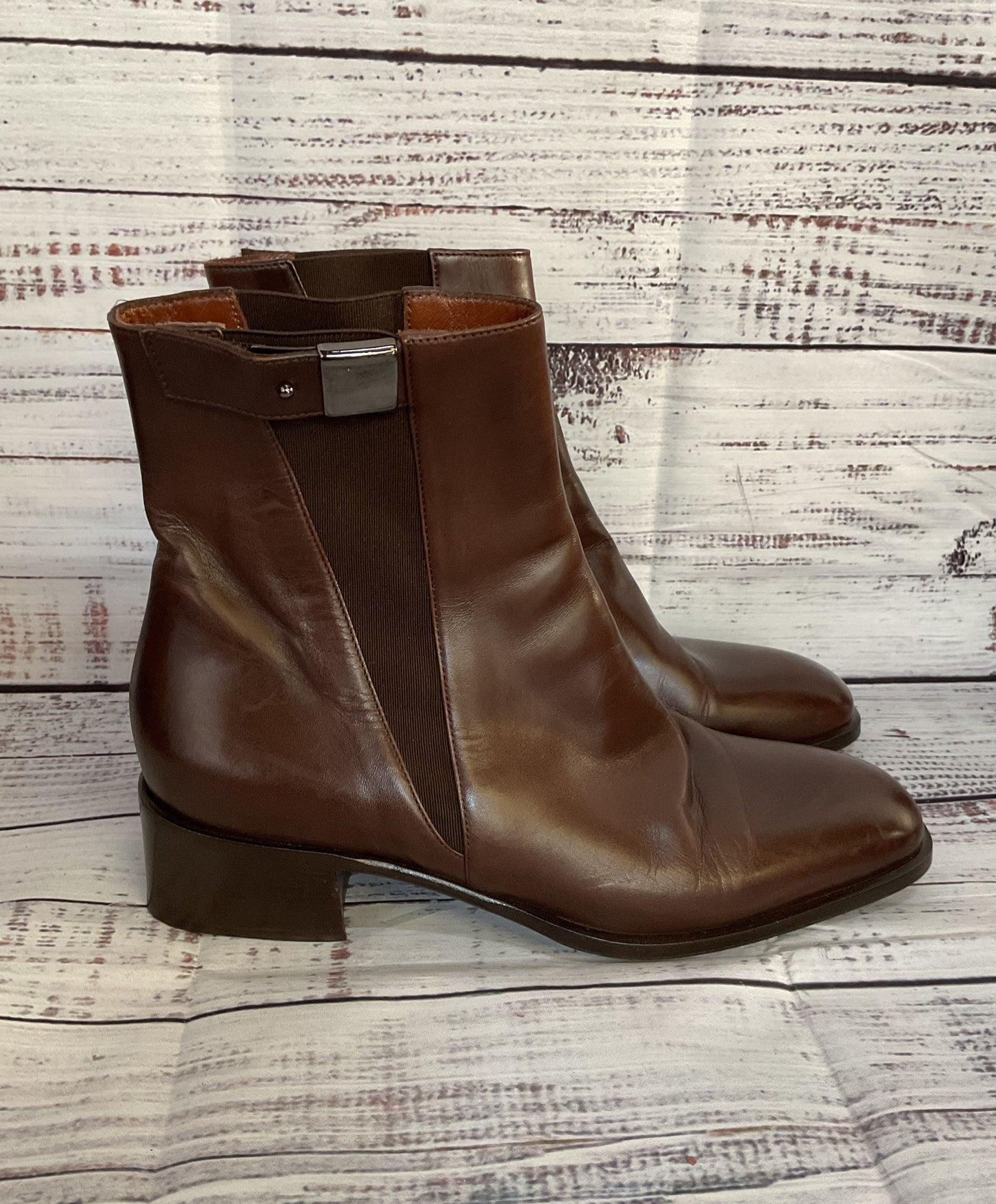 Francois Pinet Leather Buckle Boots Brown 8.5