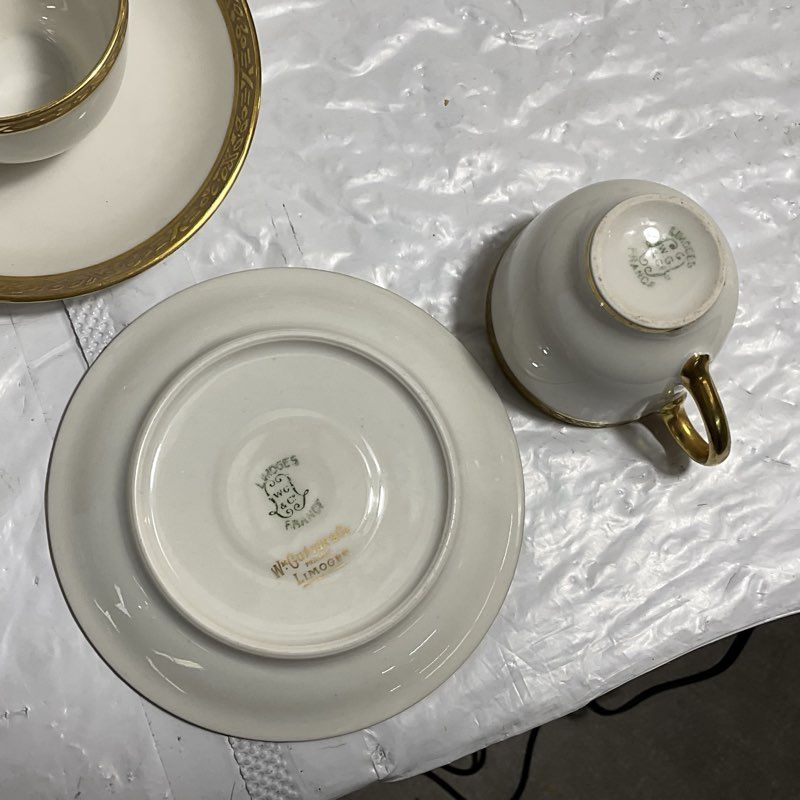 VTG. William Guerin & Co Limoges 23 Pc. Espresso Tea Cup & Saucer Set INCOMPLETE