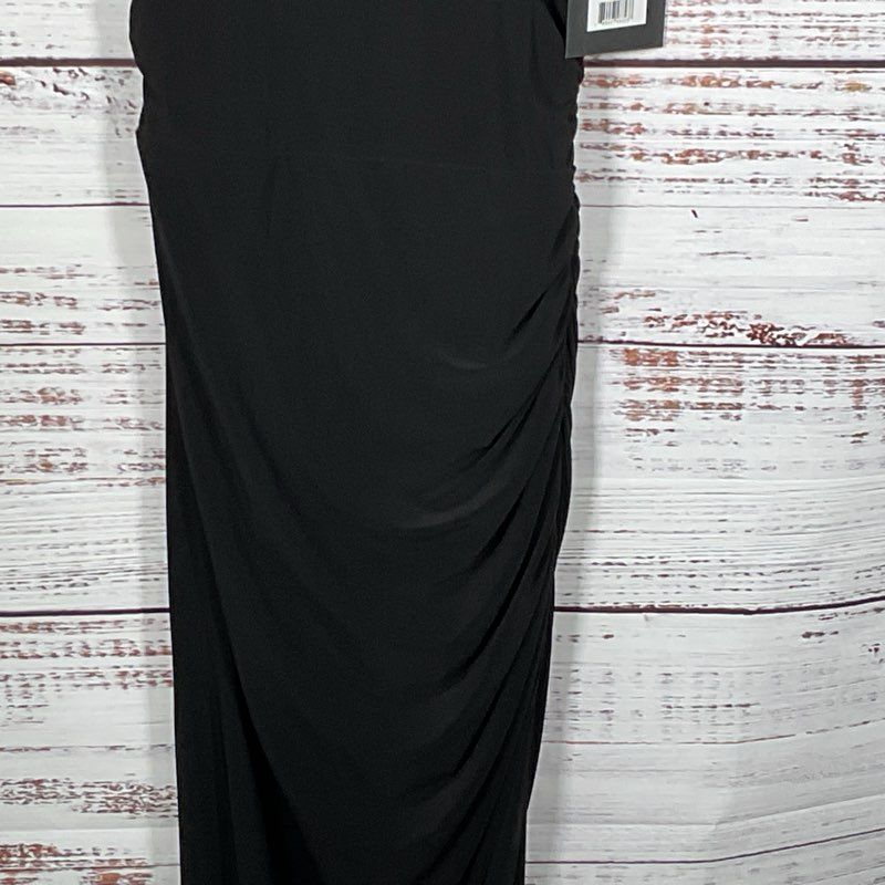 NWT NORMA KAMALI Women's Black Tara Side Drape Gown w/ Built-In Underwear- SZ L