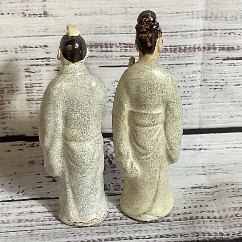 ANTIQUE Chinese Porcelain Man & Woman Figurines- 5"
