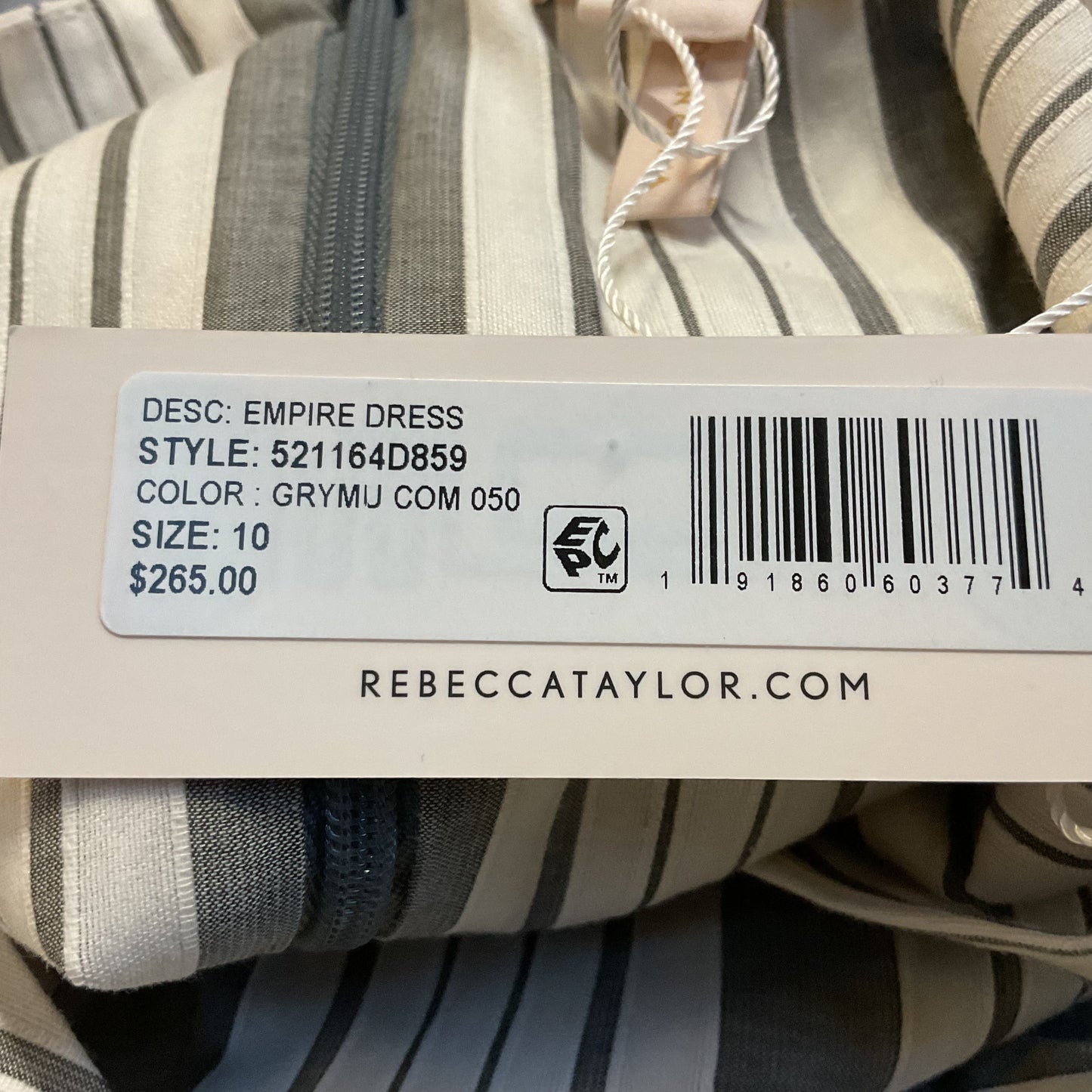 NWT REBECCA TAYLOR Women's Empire Striped Tank Dress- SZ 10