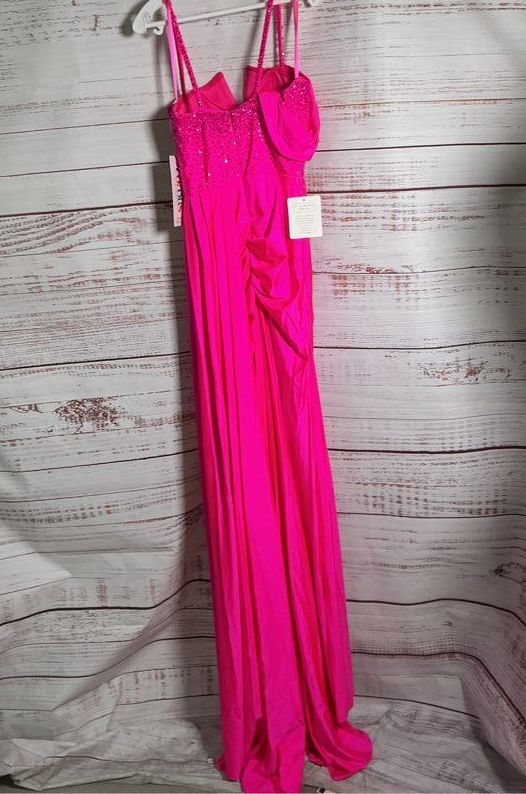 NWT Women's Colors Hot Pink Jersey Maxi Dress with beaded bodice Size 2