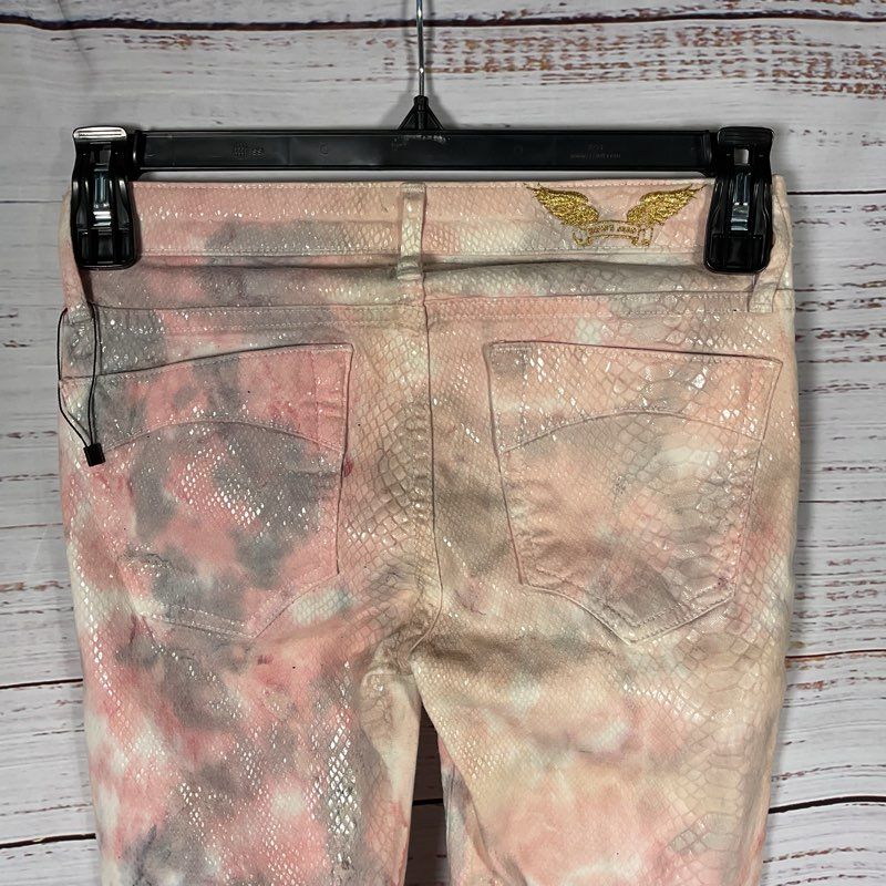 Robin's Jean Y2K Indie Sleaze Pink Tie Dye Snakeskin Denim Pants - Size 26