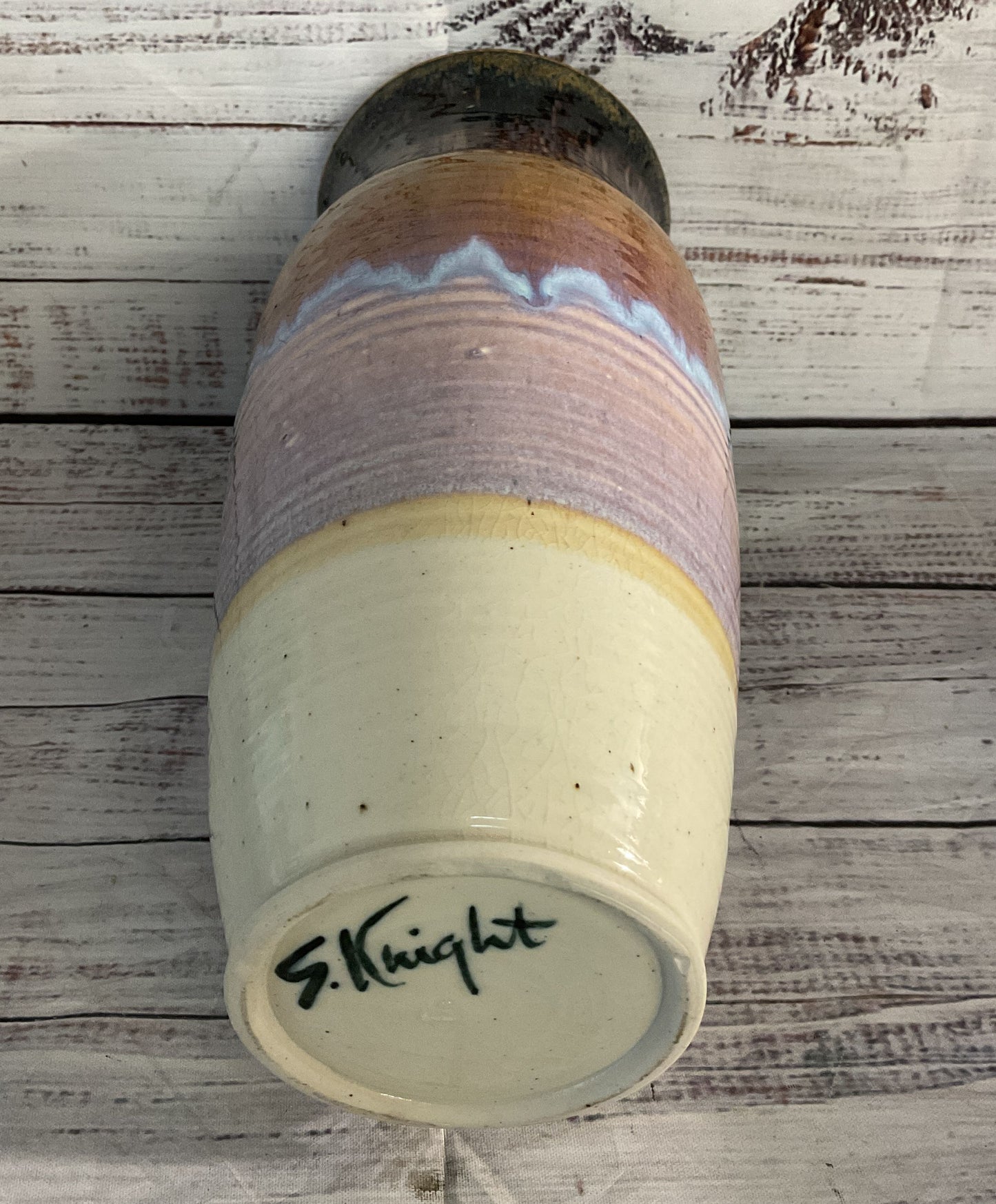 S. Knight Studio Pottery Drip Glaze Finish Vase Multicolor