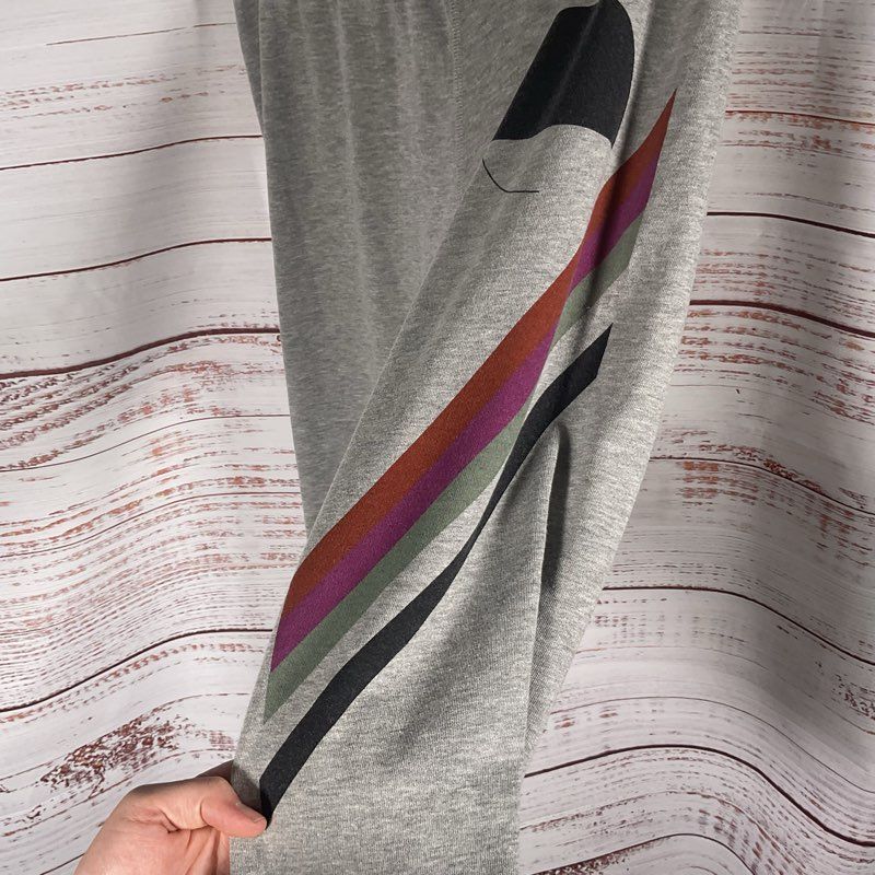 NWT Free City Heather Gray Multi Stripe Cropped Jogger Sweat Pants - Size 3/L