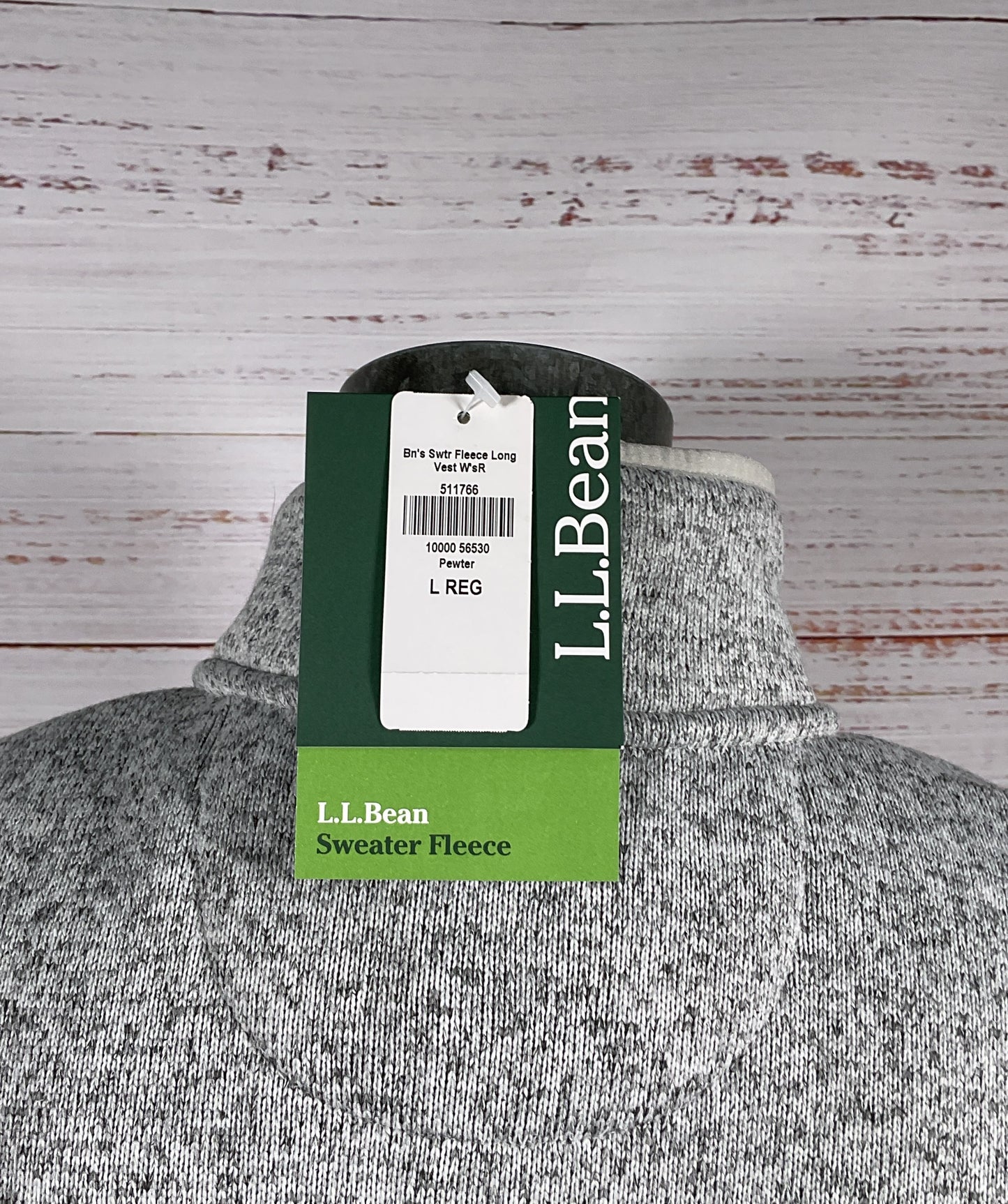 L.L.Bean Sweater Fleece Long Vest Gray L