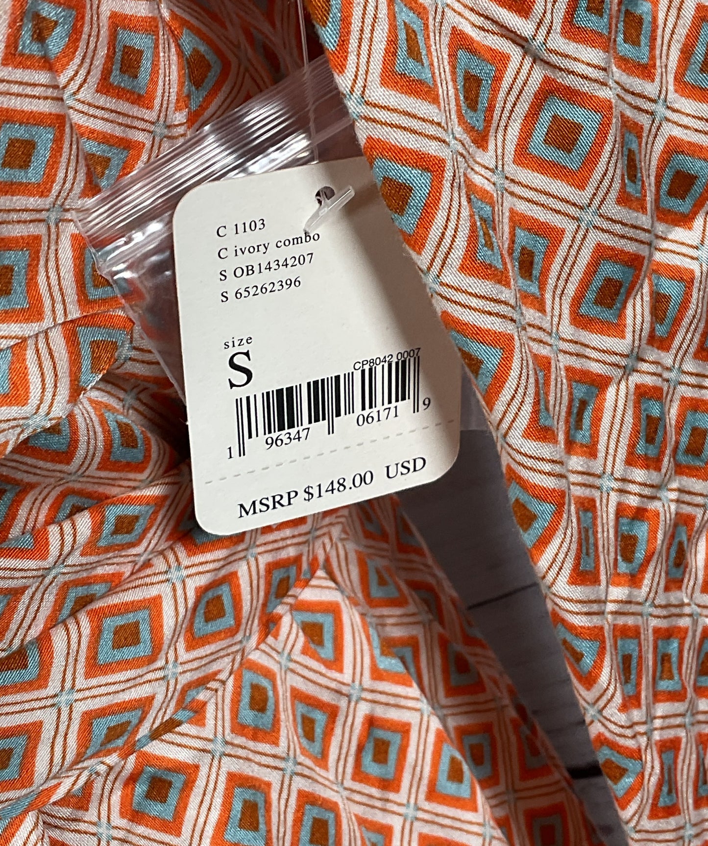 Free People It Takes Two Long Sleeve Mini Dress Orange Ivory Combo S