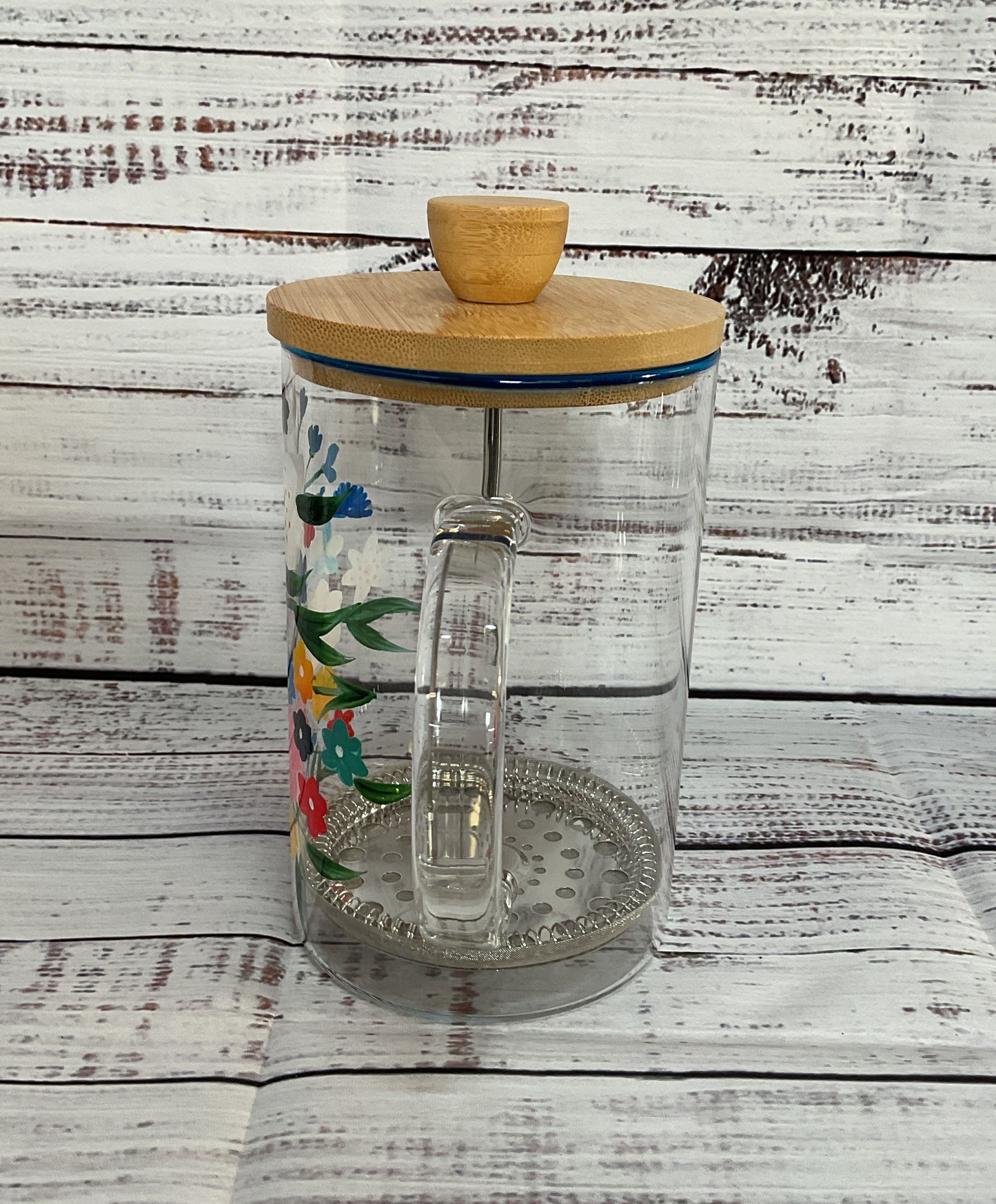 The Last Line Garden Teddy Floral Print Glass French Press