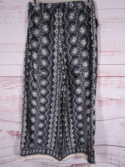 CeCe Women's Blue Floral Paisley Wide Leg Pants Size M