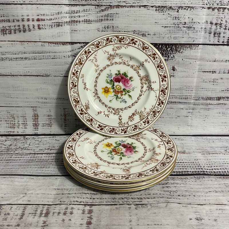 Vintage Set Of 4 Royal Cauldon Floral Melody 6" Bread & Butter Plates V9808