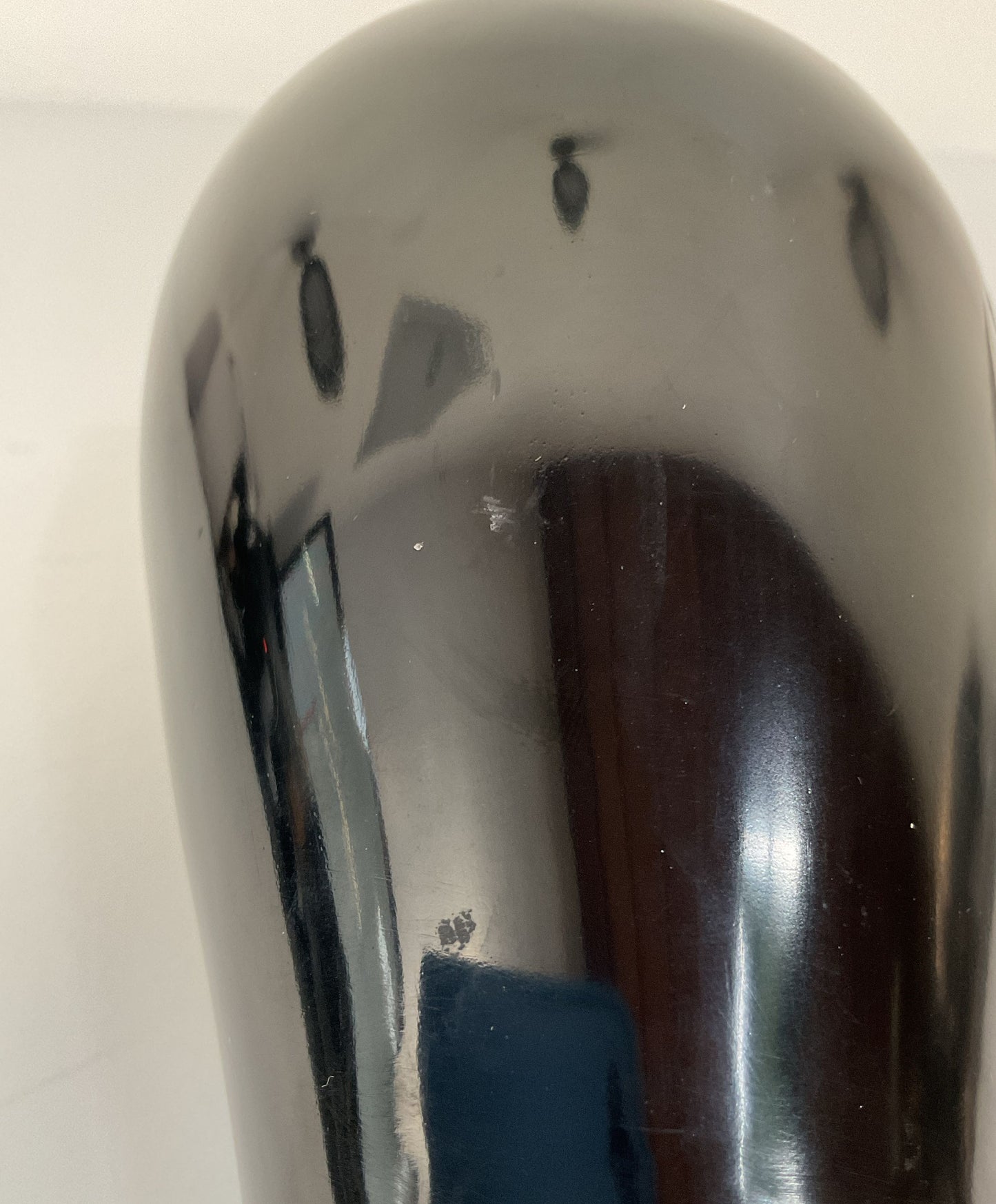 Vintage Brass Black Lacquer Floral Bird Motif Mother of Pearl Inlay Vase