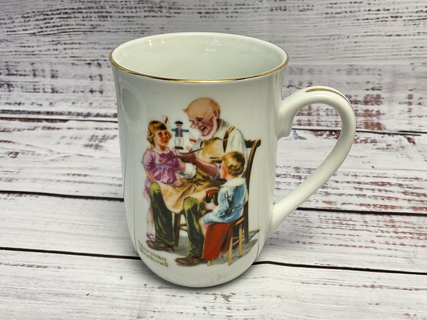 Norman Rockwell Museum Gold Rim Coffee Mus Lot Of 8 Ceramic Art
