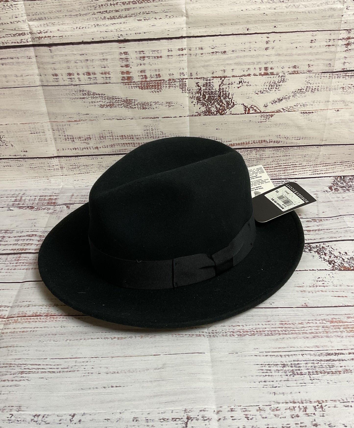 NWT Borges & Scott Black 100% Wool Felt Adjustable Hat - Size Small