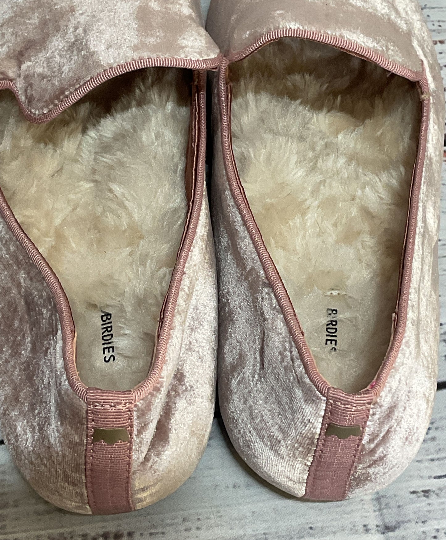 Birdies Velvet The Starling Fuzzy Insert Loafers Dusty Rose 7.5