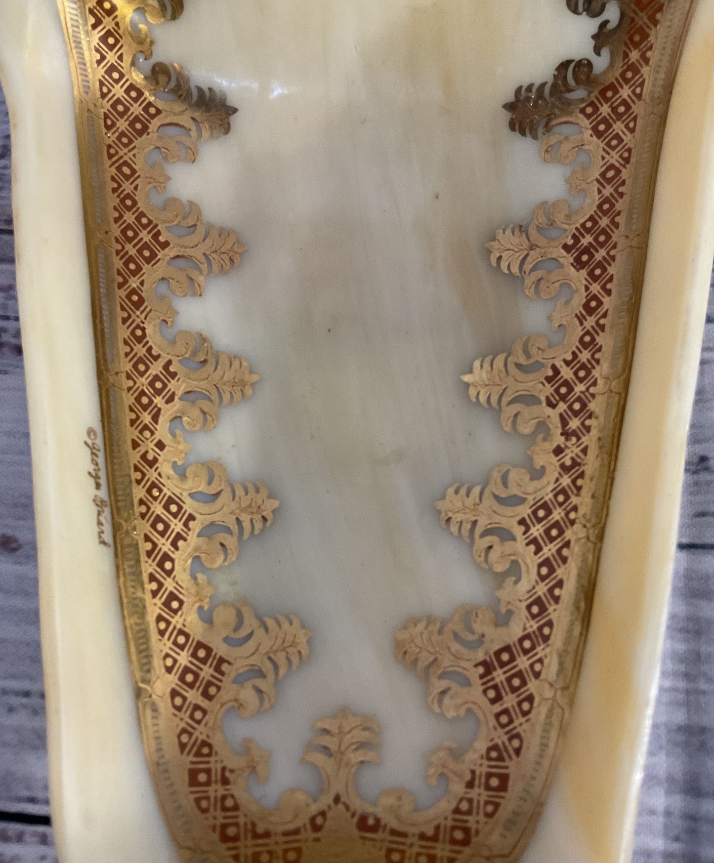Georges Briard Vintage Baroque Gilt Slag Glass Lot Of 3 Serving Platters