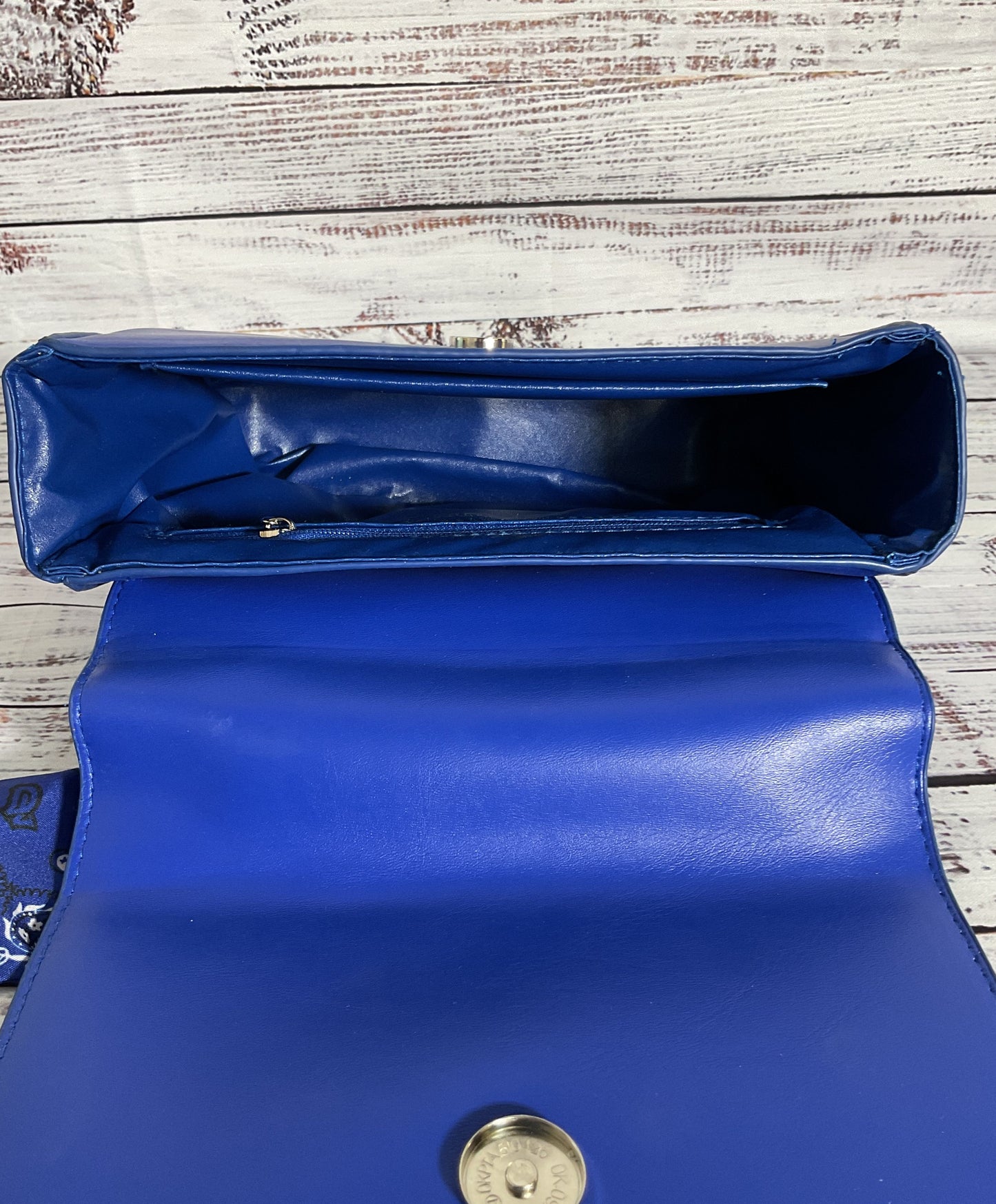 Drillife Drilly Women's Blue Faux Leather Bandana Handbag