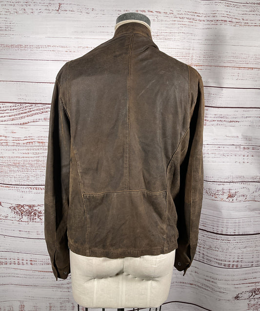 Missani Le Collezioni Leather Zip Up Jacket Brown M